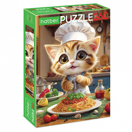 Пазл картонный "КОШАЧЬИ ЗАБАВЫ" 260 элементов АССОРТИ, 220х330 мм, HATBER