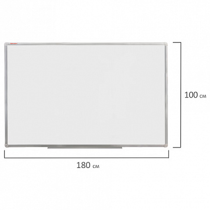 Доска магнитно-маркерная (100х180 см), алюминиевая рамка, ГАРАНТИЯ 10 ЛЕТ, РОССИЯ, BRAUBERG Стандарт, 235524