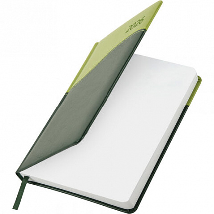 Ежедневник датированный 2026 А5 138x213 мм, BRAUBERG "Bond", под кожу, зеленый/салатовый, 117043