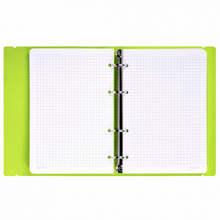 Тетрадь на кольцах А5 175х220мм, 120л, пластик, с резинкой, BRAUBERG, Салатовый, 404619