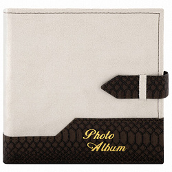 Фотоальбом BRAUBERG на 200 фотографий 10х15 см, под замшу, бумажные страницы, бокс, бежевый с коричневым, 390679