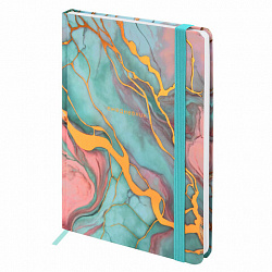 Ежедневник недатированный с резинкой А5 145х203 мм, BRAUBERG, твердый, фольга, 128 л., "Marble", 116292