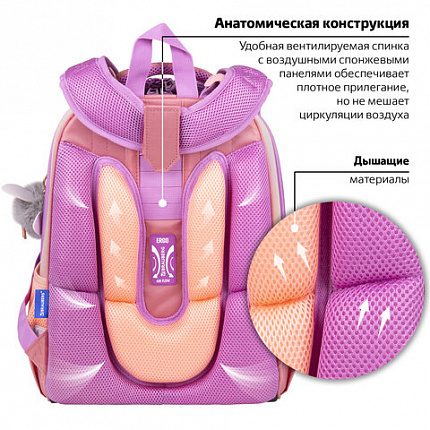 Ранец BRAUBERG SHINY, 2 отделения, с брелком, "Счастливый кот", 38х28х14 см, 270697