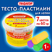 Пластилин на растительной основе (тесто для лепки) ПИФАГОР, 7 цветов, 420 г, пластиковое ведро, 104545