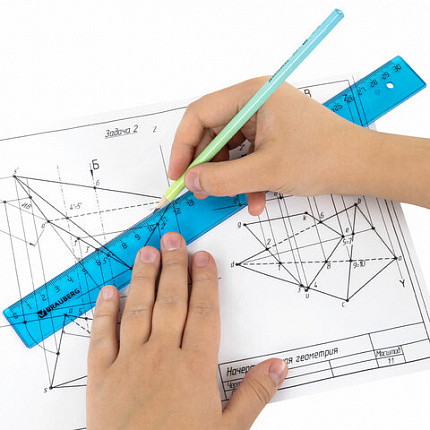 Линейка пластиковая 30 см, BRAUBERG, прозрачная, тонированная, 210610