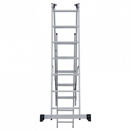 Лестница-трансформер 3-х секционная 3х7 ступеней, высота 4,5 м (3 секции по 1,9 м), нагрузка 150 кг, алюминий, НОВАЯ ВЫСОТА, 1230307