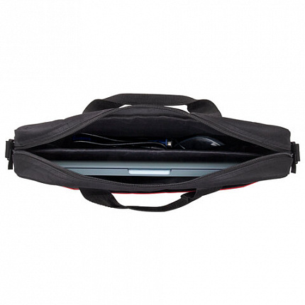 Сумка портфель BRAUBERG PRACTICAL с отделением для ноутбука 15,6", "Red line", черная, 29х40х7 см, 270829