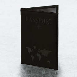 Обложка для паспорта "Passport map", экокожа soft-touch, черная, STAFF, 238760