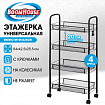 Этажерка (тележка) BOOMHOUSE (БУМХАУС) RC-004 4 яруса, на колесах, В84хШ42,5хГ25,5 см, металл, черная, 701457