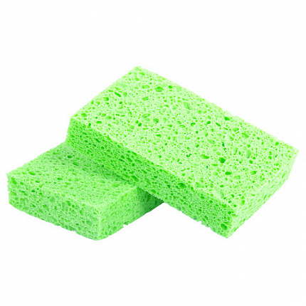Губки для посуды 110х70х20 мм, ЦЕЛЛЮЛОЗНЫЕ, КОМПЛЕКТ 2 штуки, зеленые, LAIMA, 700257