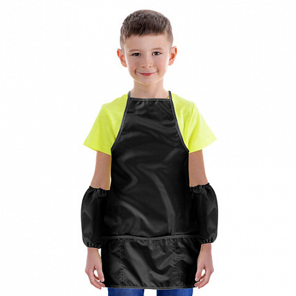 Фартук с нарукавниками для уроков труда ПИФАГОР, 3 кармана, увеличенный размер, 45x60 см, черный, 273747