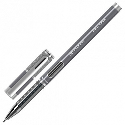 Ручка гелевая BRAUBERG "GEL ONE", ЧЕРНАЯ, стандартный узел 0,5 мм, линия письма 0,35 мм, 144037