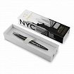 Ручка шариковая PARKER "Jotter New York Black CT", корпус черный лак, детали из нержавеющей стали, синяя, 2187554