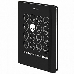 Блокнот с резинкой в клетку 96 л., А5, 145х203 мм, твердая обложка, BRAUBERG, "Aliens", 113722