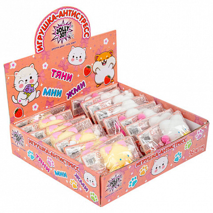 Игрушка-антистресс "КОШЕЧКА", 9х6 см, ассорти 2 вида, дисплей, JOLLY JOT (ДЖОЛЛИ ДЖОТ), 665782