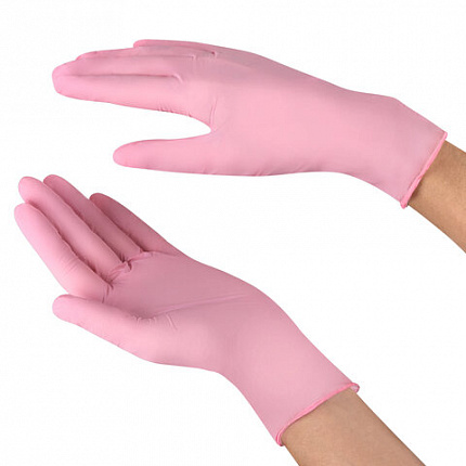 Перчатки нитриловые смотровые SFM Supersoft PINK, Германия, 100 пар (200 штук), размер 9-10, L (большой), розовые