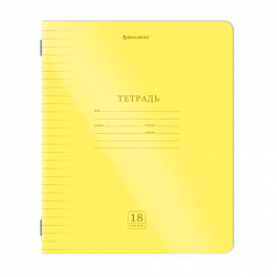 Тетрадь пластиковая обложка (НЕОН) 18 листов, линия, BRAUBERG "Smart Cover", АССОРТИ (микс в спайке), 405033