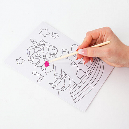 Набор для творчества "Картина из цветного песка", "Единороги", 2 самоклеящиеся основы 20х15 см, ЮНЛАНДИЯ, 662372