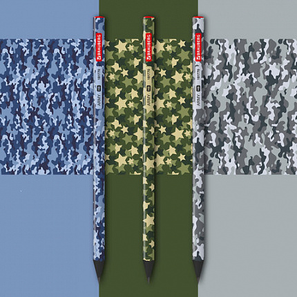 Карандаш чернографитный BRAUBERG "ARMY", 1 шт., HB, корпус ассорти, 181770