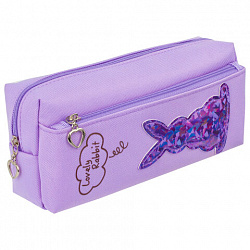 Пенал мягкий ЮНЛАНДИЯ, 2 отделения, полиэстер, "Bunny", фиолетовый, 20х7х9 см, 228989