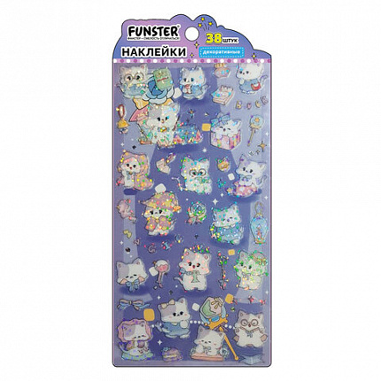Наклейки декоративные "Веселый микс", 17,5х9 см, ассорти 6 видов, FUNSTER (ФАНСТЕР), 666094