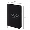 Ежедневник датированный 2026 А5 138x213 мм, BRAUBERG "Vista", под кожу, твердый, "Black coal", 117460