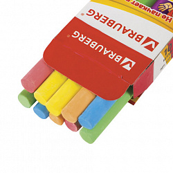 Мел цветной круглый 10 штук, 5 цветов, BRAUBERG АНТИПЫЛЬ, картонная упаковка, европодвес, 223552