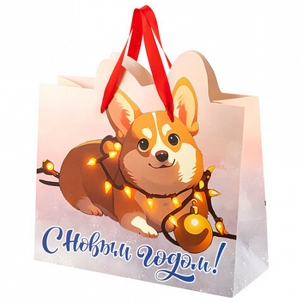 Пакет подарочный (1 шт.) новогодний, 26х13х32 см "Без границ" ассорти, ламинация, ЗОЛОТАЯ СКАЗКА, 592439