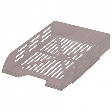 Лоток горизонтальный для бумаг BRAUBERG ECO, 330х245х65 мм, сетчатый, дымчатый, 239012