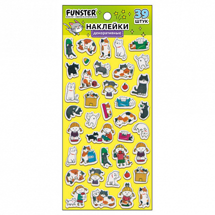 Наклейки декоративные "Настроение", 17,5х9 см, ассорти 4 вида, FUNSTER (ФАНСТЕР), 666098