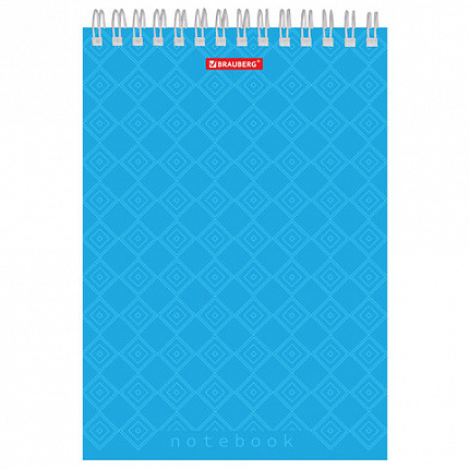 Блокнот А5 146х205 мм, 60 л., гребень, картон, жесткая подложка, клетка, BRAUBERG, "Классика", 129812