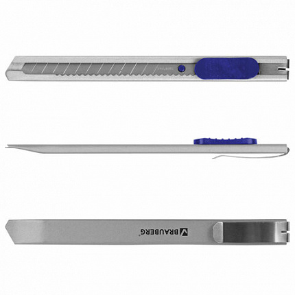 Нож канцелярский 9 мм BRAUBERG "Extra 60" металлический, подвес, 237085
