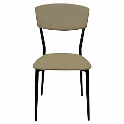 Стул для столовых, кафе, дома РС23, черный каркас, экокожа серо-бежевая