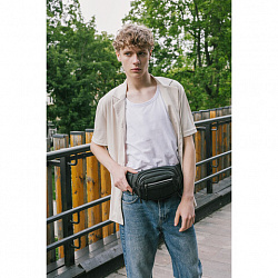 Сумка на пояс HEIKKI PROMPT (ХЕЙКИ), 2 отделения, регулируемый ремень, светоотражающие элементы, черная, 35х14х4см, 273922