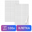 Блокноты для флипчарта ПЛОТНЫЕ 80 г/м2, BRAUBERG, 67,5х98 см, КОМПЛЕКТ 5 шт., 20 л., клетка, 124097
