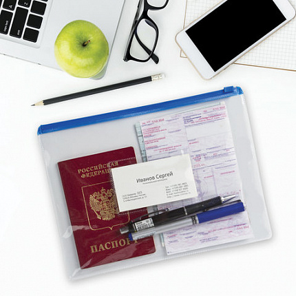 Папка-конверт на молнии МАЛОГО ФОРМАТА (240х175 мм), А5, молния ассорти, 0,15 мм, BRAUBERG "Smart", 221857