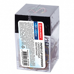 Скрепочница магнитная с 50 цветными скрепками 28 мм, РОССИЯ, BRAUBERG, 271178