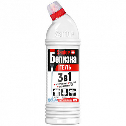 Средство для отбеливания и чистки тканей 1 кг, "Белизна" SANFOR 3 в 1 (Санфор 3 в 1), гель, 2730