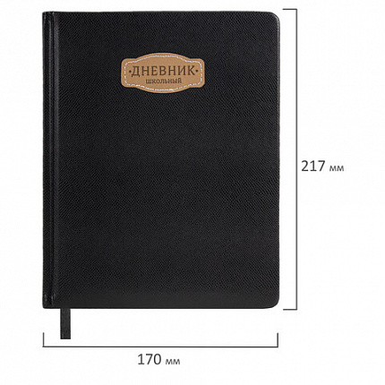 Дневник 1-11 класс 48 л., кожзам (твердая с поролоном), нашивка, BRAUBERG IGUANA, черный, 107225