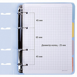 Тетрадь на кольцах А5 175х220 мм, 120 л., пластик с блестками, с резинкой и разделителями, BRAUBERG, Голубой, 404633