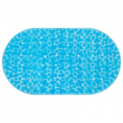 Коврик для ванны противоскользящий 69х40 см, "Камешки", овальный, прозрачно-голубой, ПВХ, PRIMILA (ПРИМИЛА), 700368