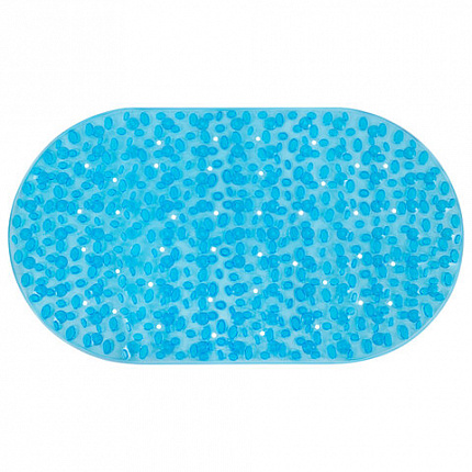 Коврик для ванны противоскользящий 69х40 см, "Камешки", овальный, прозрачно-голубой, ПВХ, PRIMILA (ПРИМИЛА), 700368