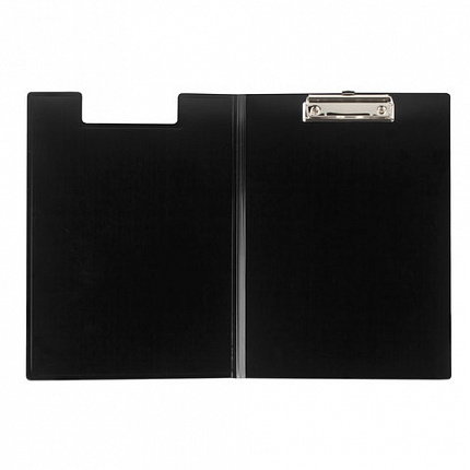 Папка-планшет BRAUBERG "Contract", А4 (315х230 мм), с прижимом и крышкой, пластиковая, черная, сверхпрочная, 1,5 мм, 223489