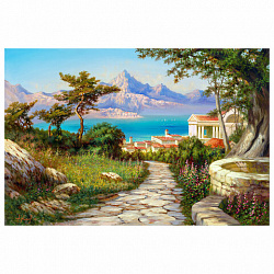 Картина по номерам 40x50 см, ОСТРОВ СОКРОВИЩ "Город у моря", на подрамнике, акрил, кисти, 663271