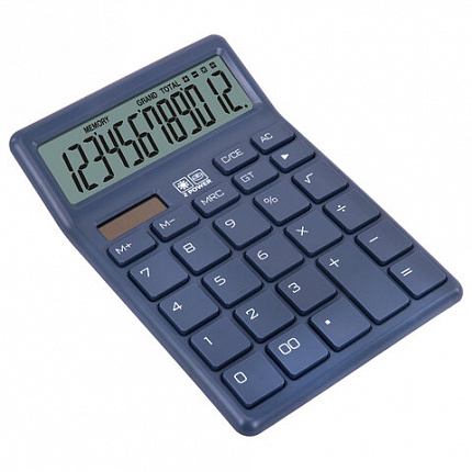 Калькулятор настольный BRAUBERG CH-12-BU (153х103 мм), 12 разрядов, двойное питание, синий, 272959