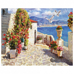 Картина по номерам 40х50 см, ОСТРОВ СОКРОВИЩ "Чайки южных берегов", подрамник, акрил, кисти, 662894