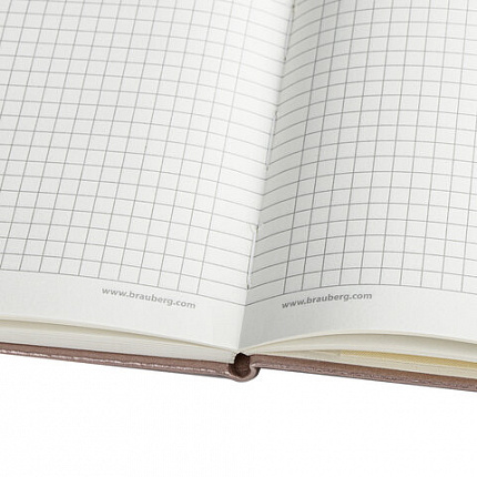 Блокнот А5 (148x218 мм), BRAUBERG "Metropolis Special", под кожу, 80 л., резинка, клетка, медный, 113334