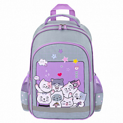 Рюкзак ПИФАГОР SCHOOL, 1 отделение, 3 кармана, "Cats selfie", 38x28х14 см, 273165