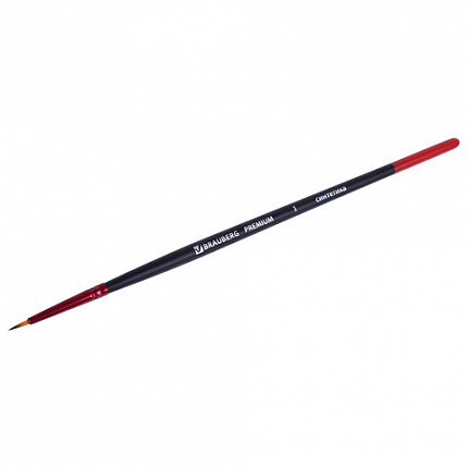 Кисть синтетика, круглая № 1, BRAUBERG PREMIUM, 201000