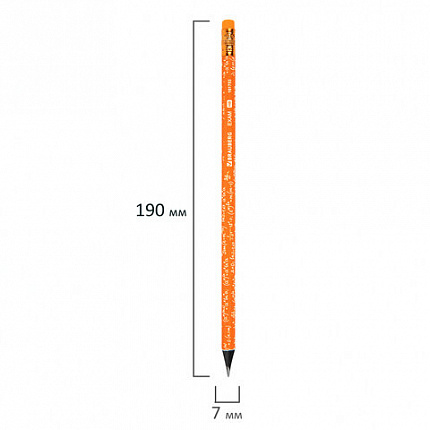 Карандаш чернографитный BRAUBERG "EXAM", 1 шт., HB, с ластиком, корпус ассорти, 181753